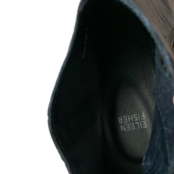Eileen Fisher Leather Western Demi Wedge Bootie Size 9 - Picture 8 of 9
